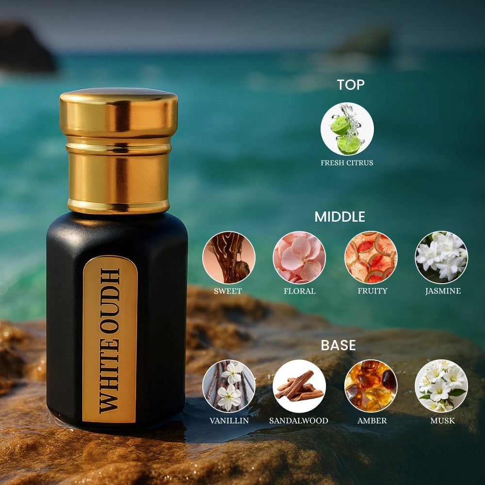 White Oudh Luxury Attar Perfume 6ml - Non-Alcoholic Attar